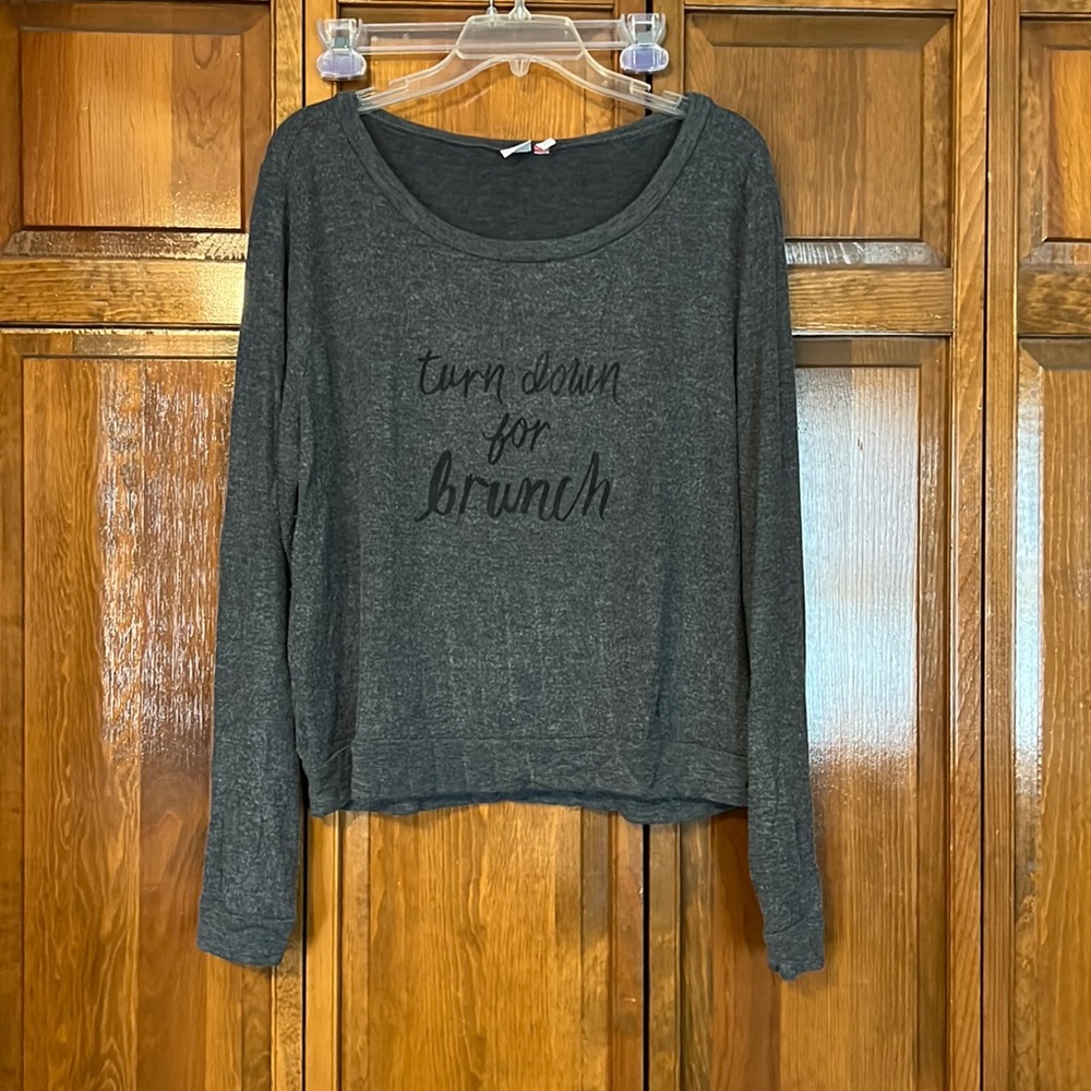 Cozy “turn down for brunch” long sleeve